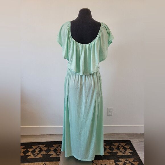 Pinup Fashion Teal Mint Green Maxi Dress Flattering Slimming Plus Size 18 W - Picture 5 of 12